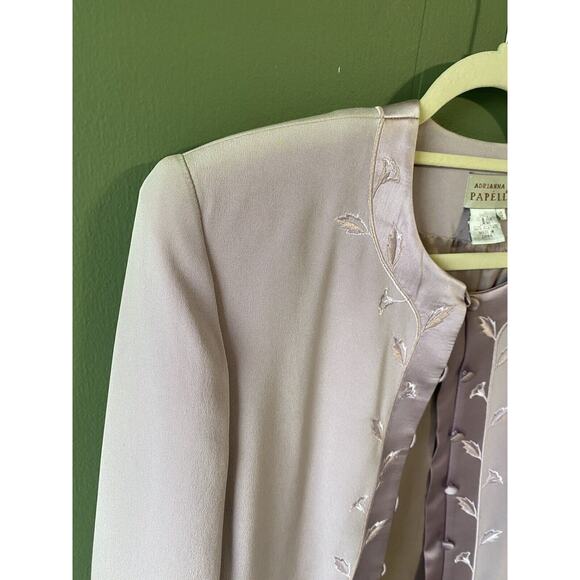 ADRIANNA PAPELL Maxi Skirt Suit Size 14 100% SILK New Vintage Purple Embroidered - Picture 7 of 16